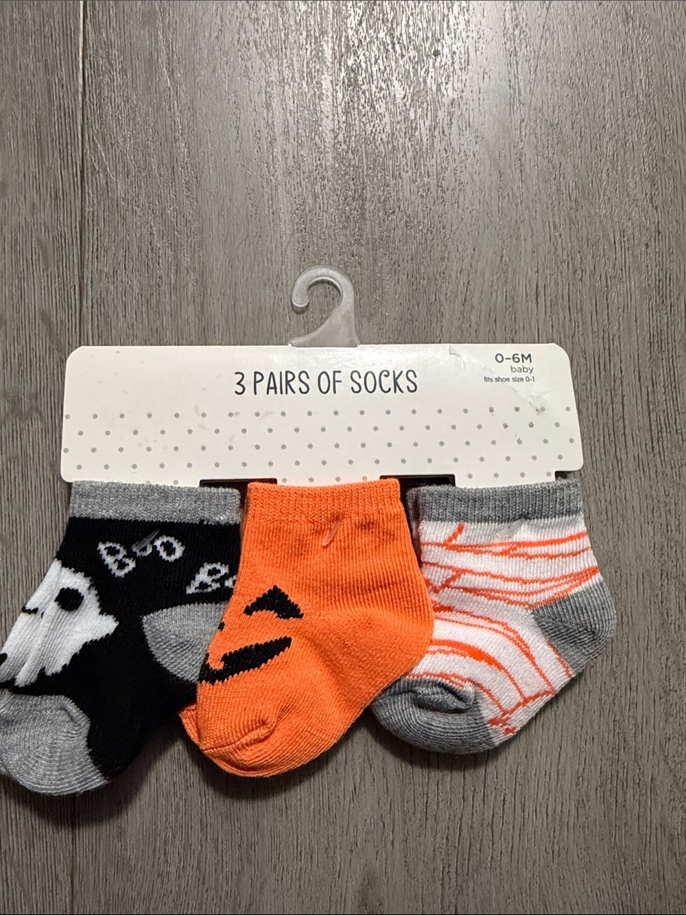 Baby Halloween Socks 3-Pack - Orange, Black & Gray